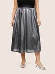 Glitter Patchwork Elastic Waist Cropped Skirt