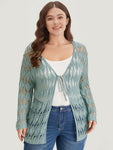 Solid Tie Front Hollow Out Cardigan