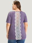 Plain Contrast Lace Heather T shirt