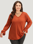 Halloween Solid V Neck Layered Sleeve T shirt