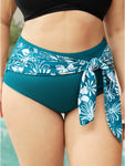 Tropical Patchwork Knotted Front Bikini Bottom