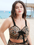 Leopard Print Knotted Front Bikini Top