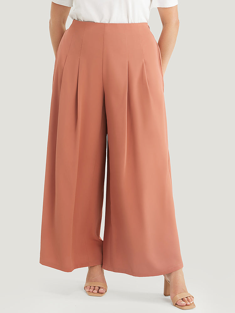 

Plus Size Women Dailywear Plain Mid Rise Pocket Elegance Pants BloomChic, Rust