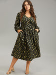 Gathered Pocketed Floral Print Dress by Bloomchic Limited
