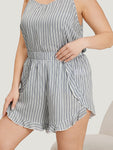 Striped Wrap Ruffle Trim Sleep Shorts