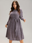 Plain Heather Pocket Belted Dress