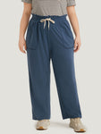 Plain Pocket Paperbag Waist Ties Sweatpants