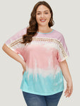 Tie Dye Dolman Sleeve Lace T shirt