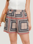 Moroccan Print Pocket Elastic Waist Shorts