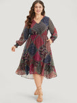 General Print Flutter Sleeves Shirred Dress by Bloomchic Limited
