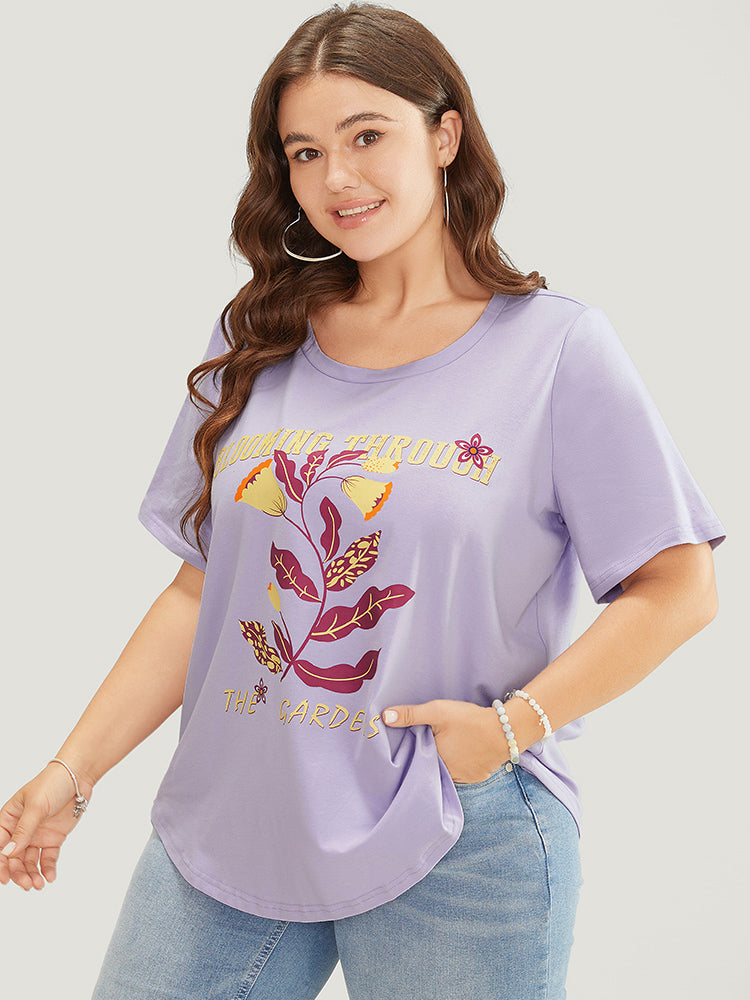 

Plus Size Women Dailywear Graphic-Natural Plain Regular Sleeve Short Sleeve Round Neck Casual T-shirts BloomChic, Lilac
