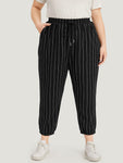 Striped Elastic Waist Pocket Drawstring Sweatpants