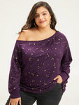 Moon & Star Glitter One Shoulder Sweatshirt