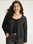 Supersoft Essentials Halloween Plain Hollow Out Ties Open Front Cardigan