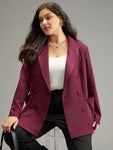 Anti wrinkle Solid Double Breasted Pocket Blazer