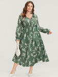 Pocketed Belted Wrap Floral Print Dress by Bloomchic Limited