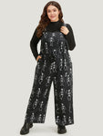 General Print Pocketed Spaghetti Strap Jumpsuit