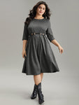 Pocketed Gathered Dress by Bloomchic Limited