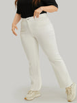 Slightly Stretchy High Rise White Wash Bootcut Jeans