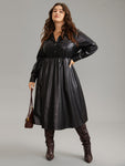 Leather Elasticized Waistline Dress