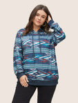 Bandana Print Hooded Drawstring Kangaroo Pocket Sweatshirt