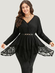 Halloween Plain Lace Asymmetrical Hem Blouse