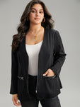 Anti wrinkle Solid Zipper Fly Pocket Blazer