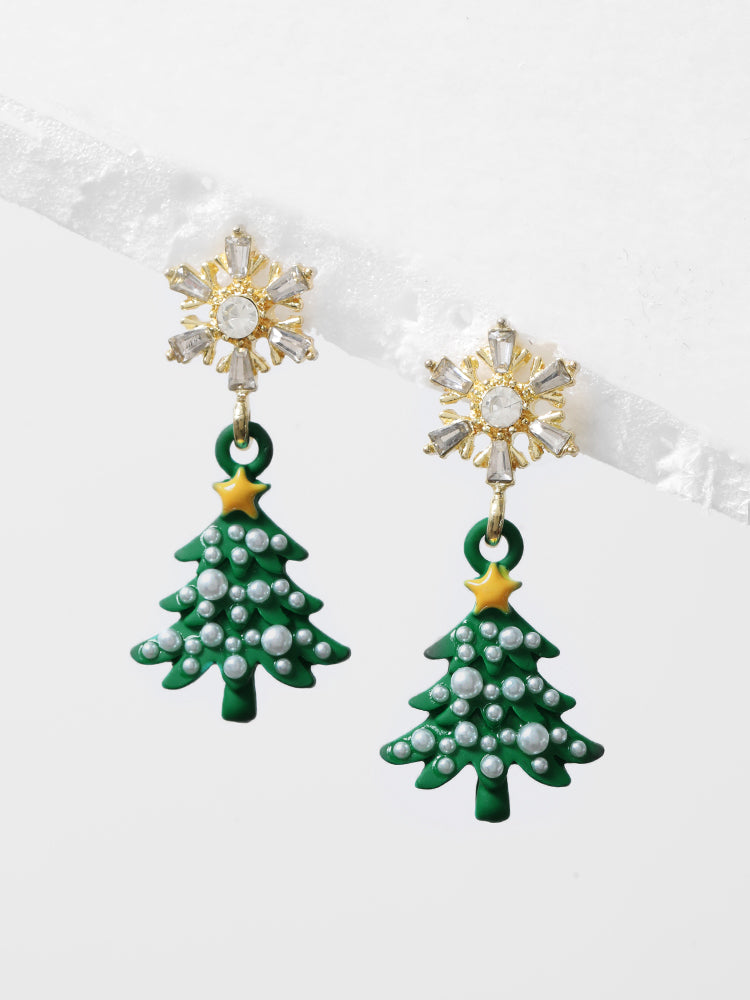 

Plus Size Earrings | 925 Silver Needle Snowflake Contrast Christmas Tree Earrings | BloomChic, Multicolor