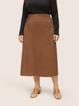 A Line Elastic Waist Knit Jacquard Skirt