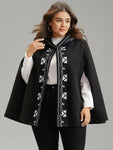 Floral Embroidered Hooded Cape Kimono