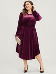 Pocketed Mesh Velvet Dress