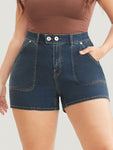 Very Stretchy Dark Wash Pocket Denim Shorts