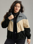 Colorblock Contrast Zipper Drop Shoulder Jacket