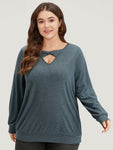 Plain Twist Front Keyhole Sweatshirt