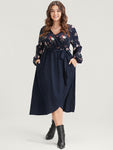 Floral Print Wrap Belted Pocketed Dress