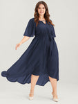 Keyhole Belted Maxi Dress With Ruffles