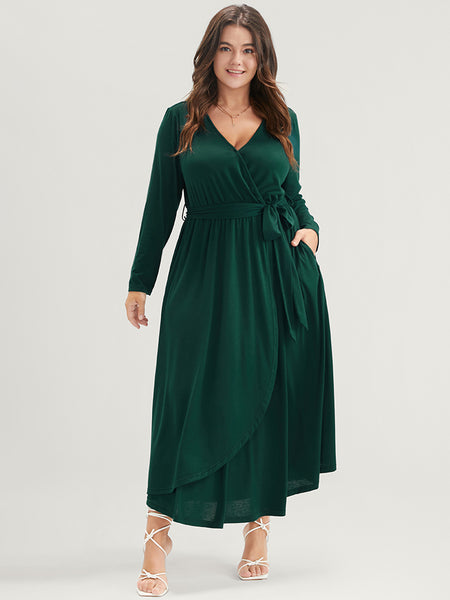 Belted Pocketed Wrap Dress
