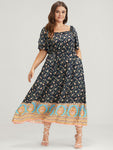 Pocketed Floral Print Dress With Ruffles by Bloomchic Limited