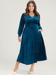 V-neck Velvet Pocketed Dress