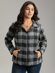 Plaid Zipper Pocket Contrast Jacket