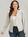 Striped Lapel Collar Open Front Blazer