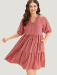 Notched Collar Dress With Ruffles