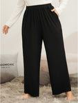 Solid Pocket Elastic Waist Pants