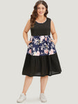 Supersoft Essentials Floral Print Patchwork Pocket Tank Dress