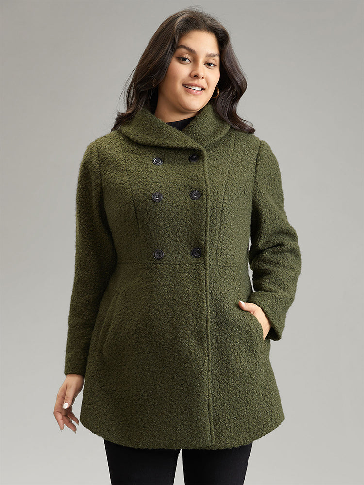 

Plus Size Women Dailywear Plain Lined Pocket Casual Coats BloomChic, Army green