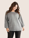 Supersoft Essentials Plain Hollow Out Puff Sleeve Pullover
