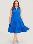 Pocketed Self Tie Tiered Frill Trim Dress With Ruffles