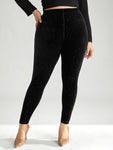 Velvet Rhinestone High Rise Skinny Leggings