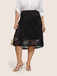 Guipure Lace Elastic Waist Asymmetrical Ruffles Skirt
