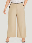 Two Tone Pocket Patchwork High Rise Pants